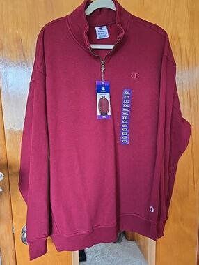 Champion Men's Zip-Up Pullover Sweatshirt - Burgundy XXL